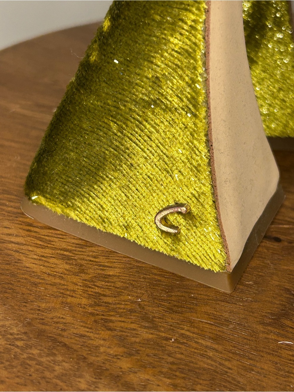 NWOT Jeffrey Campbell Olive Green Velvet Platform Heeled Sandals - Picture 6 of 6